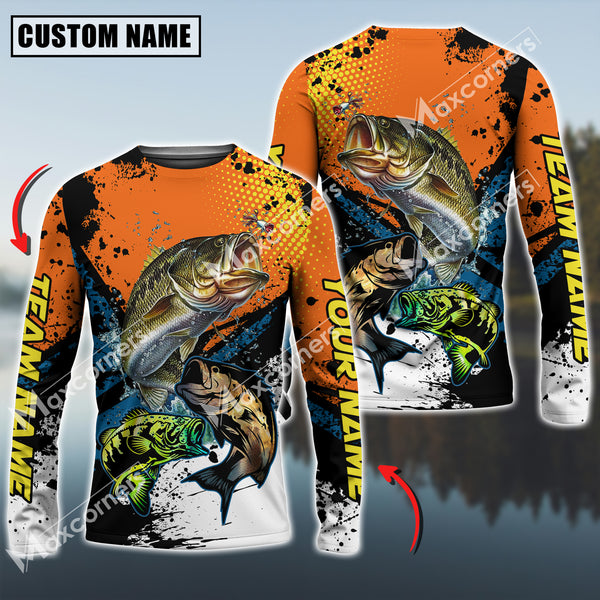 Maxcorners Largemouth bass Fishing Sport Jersey Personalized Name Long Sleeve Shirt