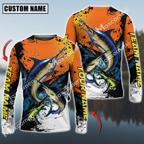 Maxcorners Marlin Fishing Sport Jersey Personalized Name Long Sleeve Shirt