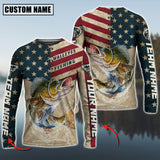 Maxcorners Walleyes Fishing American Flag Jersey Sport Pattern Sun Protection Personalized Name, Team Name 3D Shirts