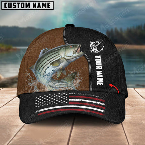 Maxcorners Personalized Stripped Bass Fishing Pattern Classic 3D Cap