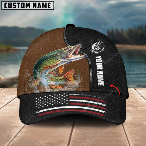 Maxcorners Personalized Pike Fishing Pattern Classic 3D Cap