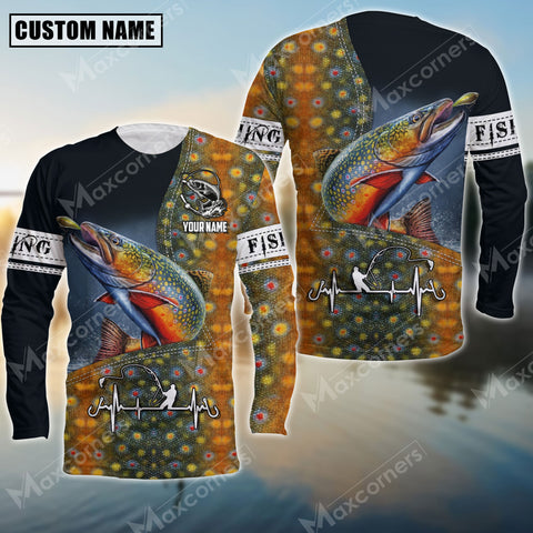 Maxcorners Trout Fishing Sport Jersey Personalized Name Long Sleeve Shirt