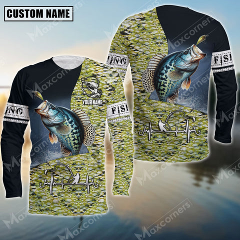 Maxcorners Crappie Fishing Sport Jersey Personalized Name Long Sleeve Shirt