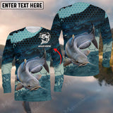 Maxcorners Personalized Name Catfish Fishing Long Sleeve Shirt