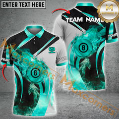 Maxcorners Ball 8 Enhance Your Team's Look With Custom Name, Team Name Golden Billiard Polo Shirts