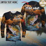 Maxcorners Walleye Fishing Jersey Fire Wave Design Personalized Name, Team Name 3D Long Sleeve Shirt