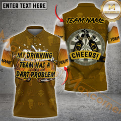 Maxcorners Beer And Darts Drinking Team Multicolor Customized Name, Team Name 3D Polo Shirt