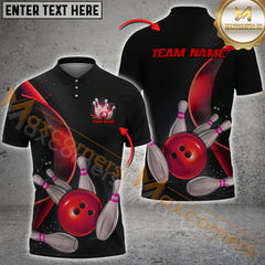 Maxcorners Bowling Strike Motion Minimal Style Multicolor Customized Name, Team Name 3D Polo Shirt