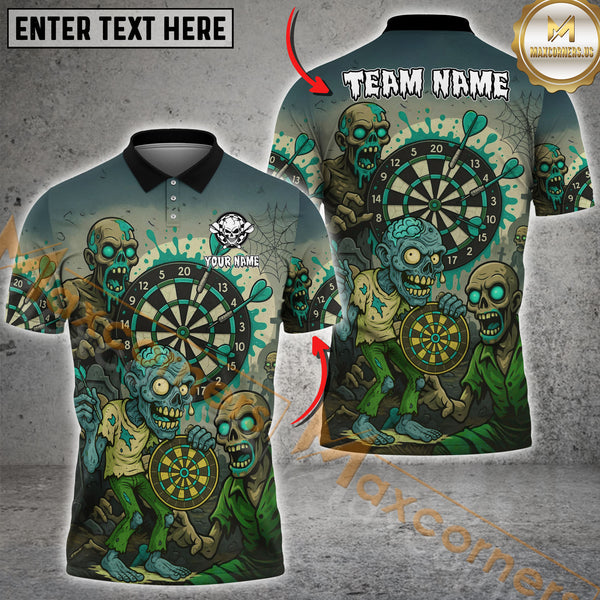 Maxcorners Darts Zombie Attack Personalized Name, Team Name Shirt