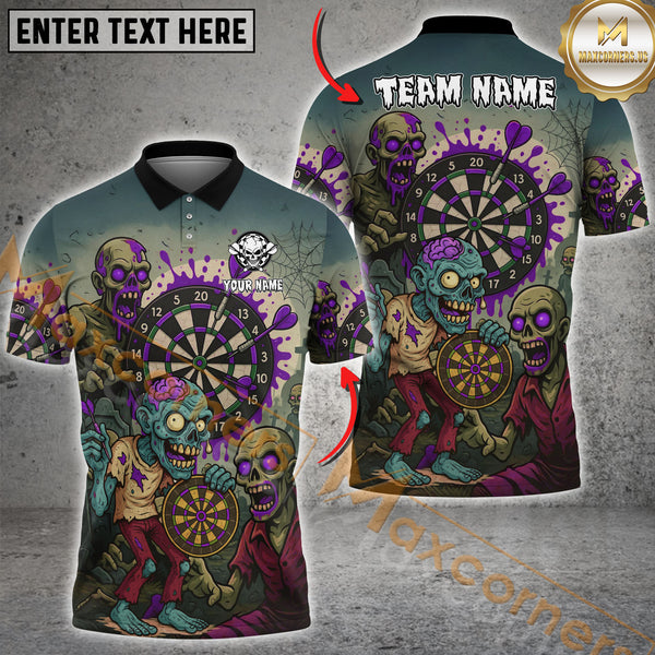 Maxcorners Darts Zombie Attack Personalized Name, Team Name Shirt