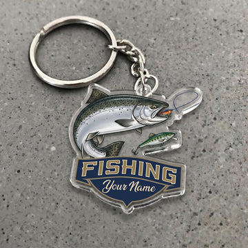 Maxcorners Chinook Fishing Jumping Fish Personalized Name 3D Keychain And Ornament