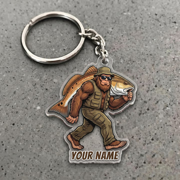 Maxcorners Redfish Fishing Bigfoot Angler Personalized Name 3D Keychain And Ornament