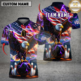 Maxcorners American Eagle Thunder Lightning Bowling Multicolor Customized Name, Team Name 3D Shirts