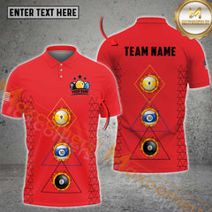 Maxcorners Billiard 8 Ball 9 Ball 10 Ball Mutilcolor OptionsCustomized Name, Team Name 3D Shirt