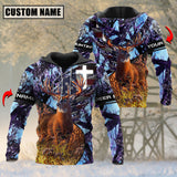 Maxcorners Purple Wilderness Deer Hunting Personalized Name 3D Hoodie