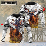 Maxcorners White Wilderness Deer Hunting Personalized Name 3D Hoodie