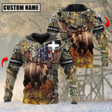 Maxcorners Grass Brown Wilderness Moose Hunting Custom Name Shirt 3D All Over Printed Clothes