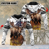 Maxcorners White Wilderness Moose Hunting Custom Name Shirt 3D All Over Printed Clothes