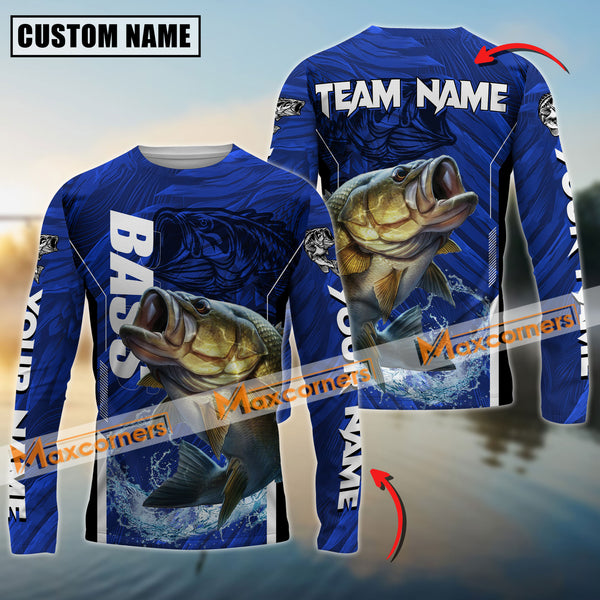 Maxcorners Bass Fishing Jersey Tournament Sun Protection Personalized Name, Team Name Long Sleeve Shirt