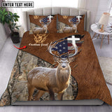 Maxcorners Custom Text Elk Hunting USA Flag Bedding Set 3D All Over Printed