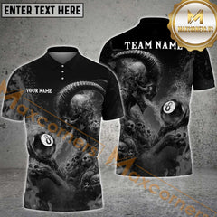 Maxcorners Billiard Demon 8-Ball Multicolor Options Personalized Name, Team Name 3D Polo Shirt