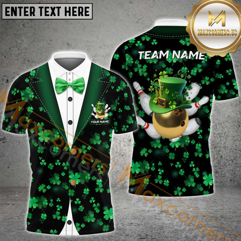 Maxcorners Gentleman Irish Patrick Day Bowling Jersey Personalized Name, Team Name 3D Shirt