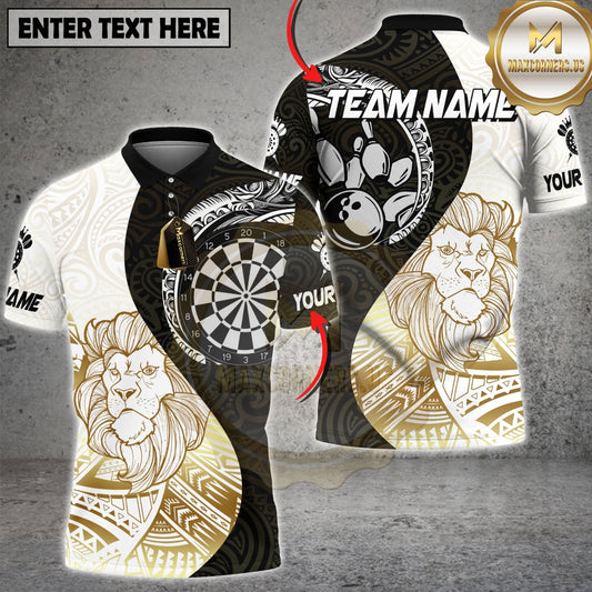 Maxcorners Darts Lion King Tribal Multicolor Customized Name, Team Name 3D Shirt (4 Colors)