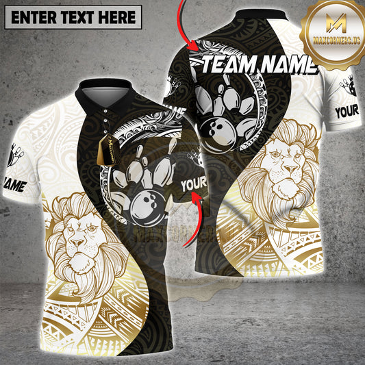 Maxcorners Bowling Lion King Tribal Multicolor Customized Name, Team Name 3D Shirt (4 Colors)