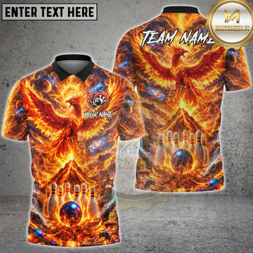 Maxcorners Bowling Fire Phoenix Volcanic Multicolor Customized Name, Team Name 3D Shirts