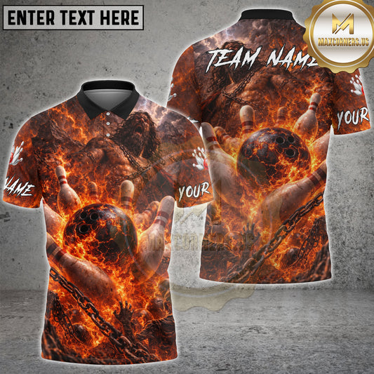 Maxcorners Bowling Egyptian Warrior Fire Dragon Multicolor Customized Name, Team Name 3D Shirt (4 Colors)