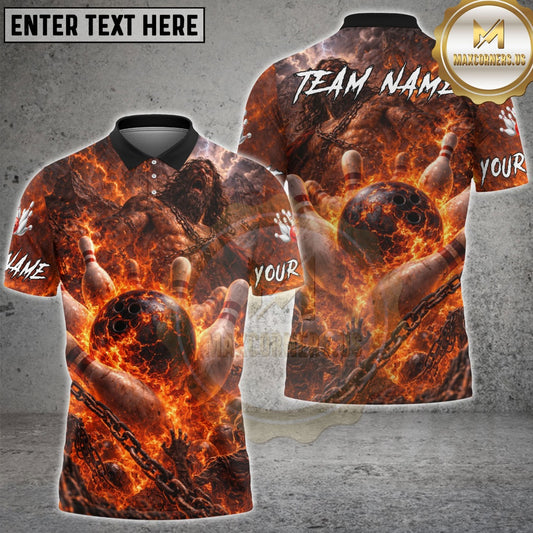 Maxcorners Bowling Egyptian Warrior Fire Dragon Multicolor Customized Name, Team Name 3D Shirt (4 Colors)