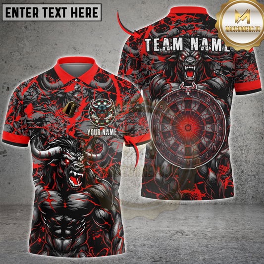 Maxcorners Darts Minotaur Thunder Multicolor Customized Name, Team Name 3D Shirt (4 Colors)