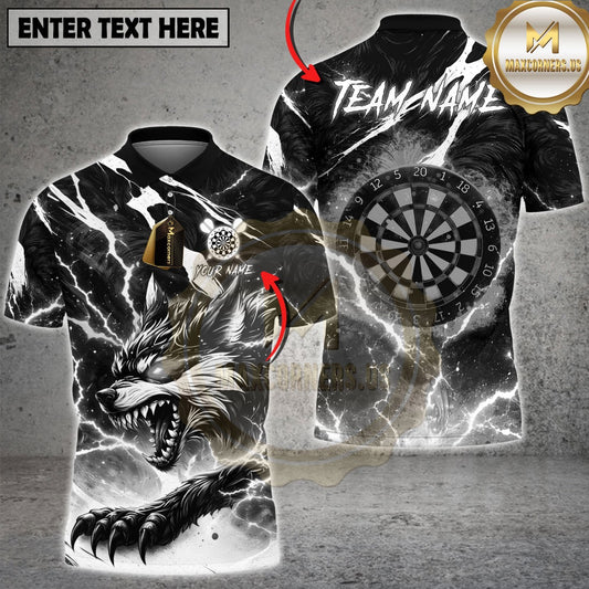 Maxcorners Darts Thunder Wolf Lightning Multicolor Customized Name, Team Name 3D Shirt (4 Colors)