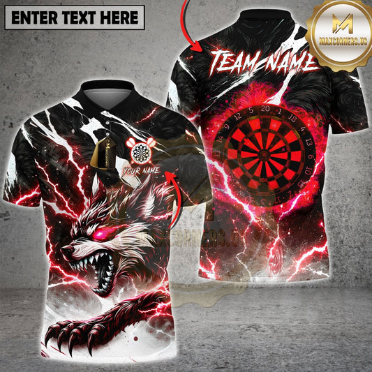Maxcorners Darts Thunder Wolf Lightning Multicolor Customized Name, Team Name 3D Shirt (4 Colors)