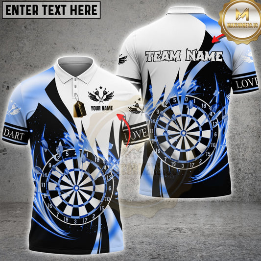 Maxcorners Darts Dartboard Swirl Flame Black White Multicolor Customized Name, Team Name 3D Shirt