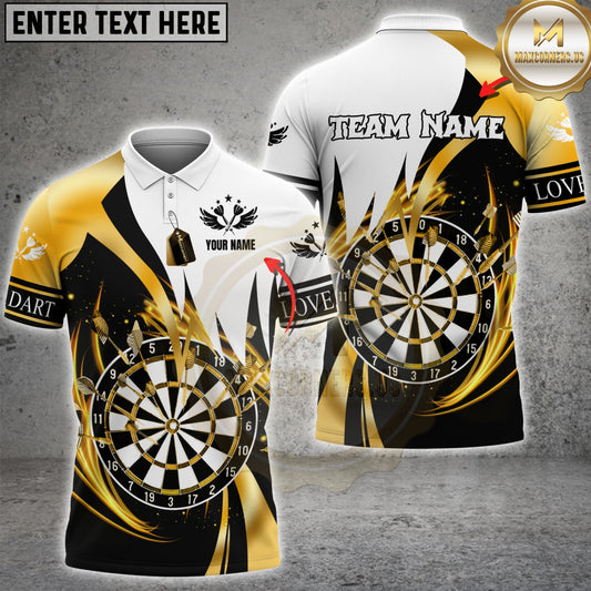 Maxcorners Darts Dartboard Swirl Flame Black White Multicolor Customized Name, Team Name 3D Shirt