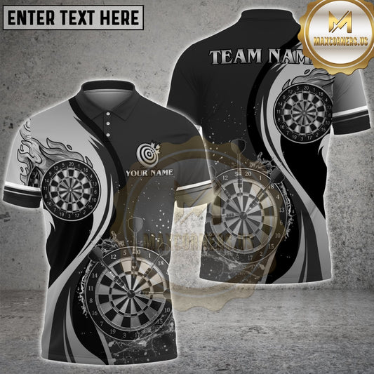 Maxcorners Darts Gold Flame Dartboard Multicolor Customized Name, Team Name 3D Shirt (4 Colors)