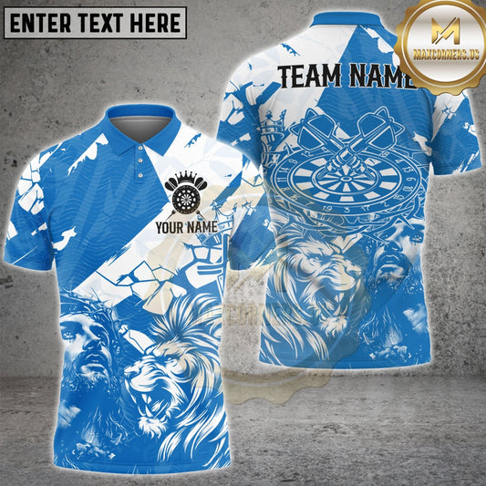 Maxcorners Darts Lion Crown Multicolor Customized Name, Team Name 3D Shirt (4 Colors)