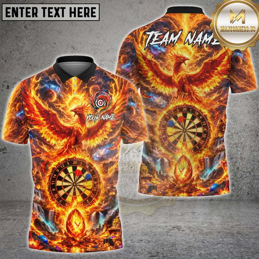 Maxcorners Darts Fire Phoenix Volcanic Multicolor Customized Name, Team Name 3D Shirts
