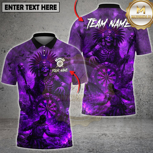 Maxcorners Tribal Skeleton Dartboard Fire Multicolor Customized Name, Team Name 3D Shirt (4 Colors)