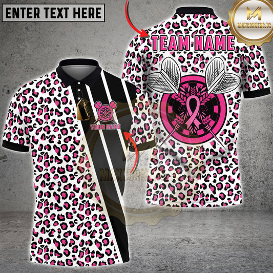 Maxcorners Darts Pink Leopard Breast Cancer Awareness Dartboard Personalized Name 3D Unisex Shirt