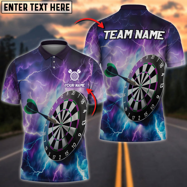 Maxcorners Purple Thunder Lightning Darts Jersey Customized Name, Team Anme 3D Shirt