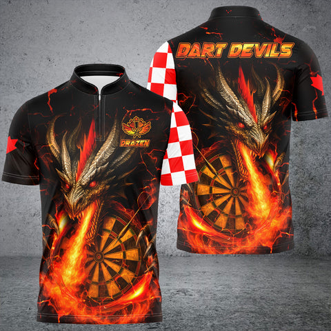 Maxcorners Darts Flame Dragon With Dartboard Multicolor Customized Name, Team Name 3D Shirts For Drazen