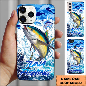 Maxcorners Tuna Fishing Blue Ocean Splash Art Personalized Name 3D Phone Case
