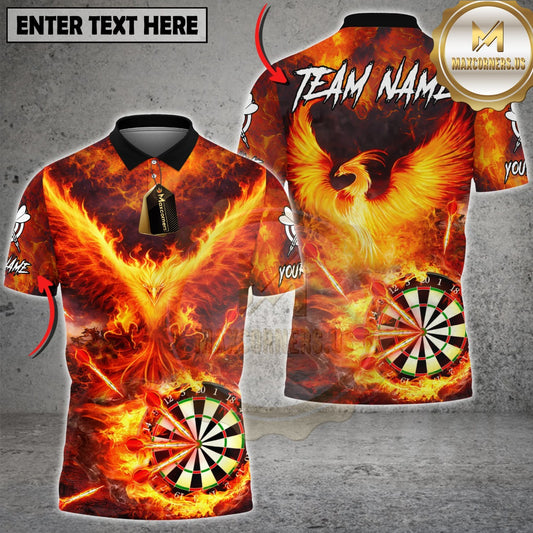 Maxcorners Darts Flaming Phoenix Dartboard Multicolor Customized Name, Team Name 3D Shirt