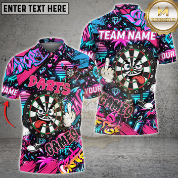 Maxcorners Darts Graffiti Cartoon Dartboard Personalized Name 3D Unisex Shirt