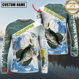 Maxcorners Crappie Fishing Jersey Blue Gold Splash Personalized Name, Team Name 3D Long Sleeve Shirt