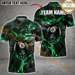 Maxcorners Billiards 8 Ball Dark Material Multicolor Options Personalized Name, Team Name 3D Polo Shirt (6 Colors)