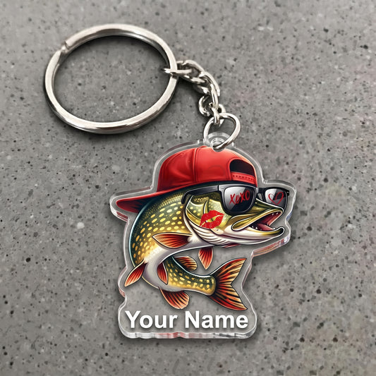 Maxcorners Pike Fishing Funny Love Personalized Name 3D Keychain And Ornament