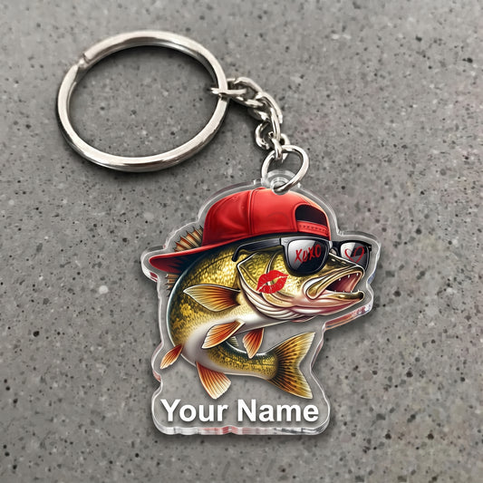 Maxcorners Walleye Fishing Funny Love Personalized Name 3D Keychain And Ornament